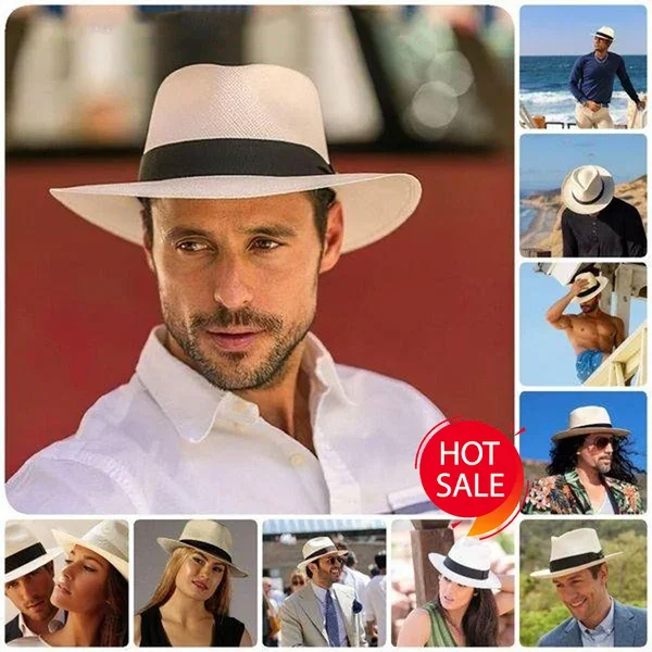 Panama Straw Hat Adjustable Classic Panama Hat-Handmade In Ecuador Sun Hats for Women Man Beach Straw Hat for Men UV Protection Cap Beach hat