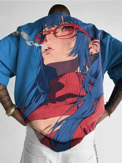 New T-Shirt Anime Character Tee 3D Sexy Beauty Printed T Shirts Loose Casual Men's Female Clothing Fashion Short Sleeve