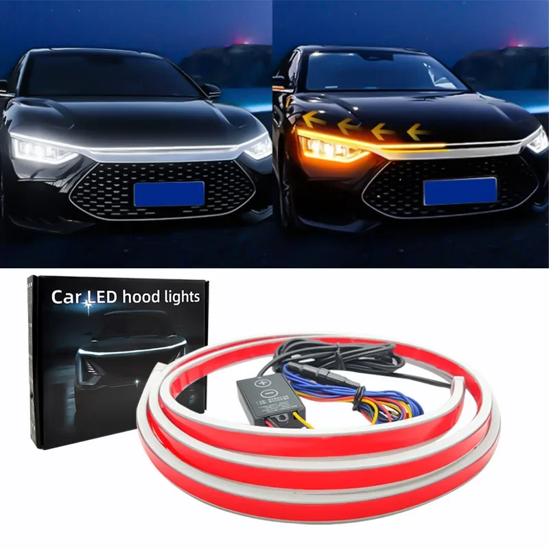 thumbnail image 1 of Tira de luces para capó de coche, luz de circulación diurna dinámica, luz LED decorativa DRL flexible, luz de ambiente, kit impermeable, 1 of 5