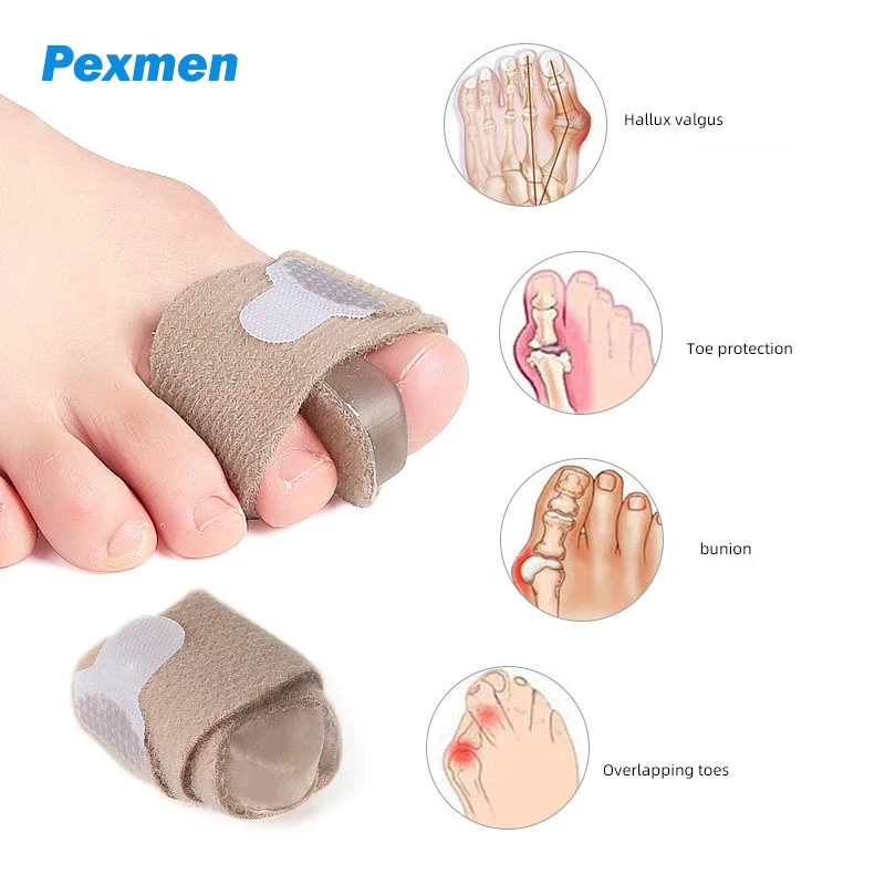 Pexmen12PcsBunionCorrectorToeWrapsforBrokenToeGelBuddyTapeBigToeSeparators.jpg