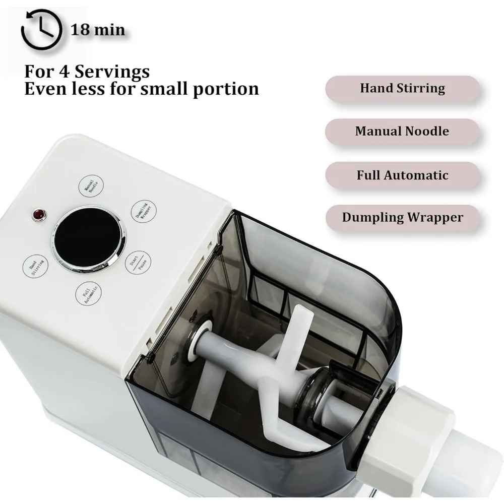 Electric Noodle and Pasta Maker Machine Automatic for 2-4 Servings, Spaghetti, Dumpling and More, 4 Intelligent Modes, White 4