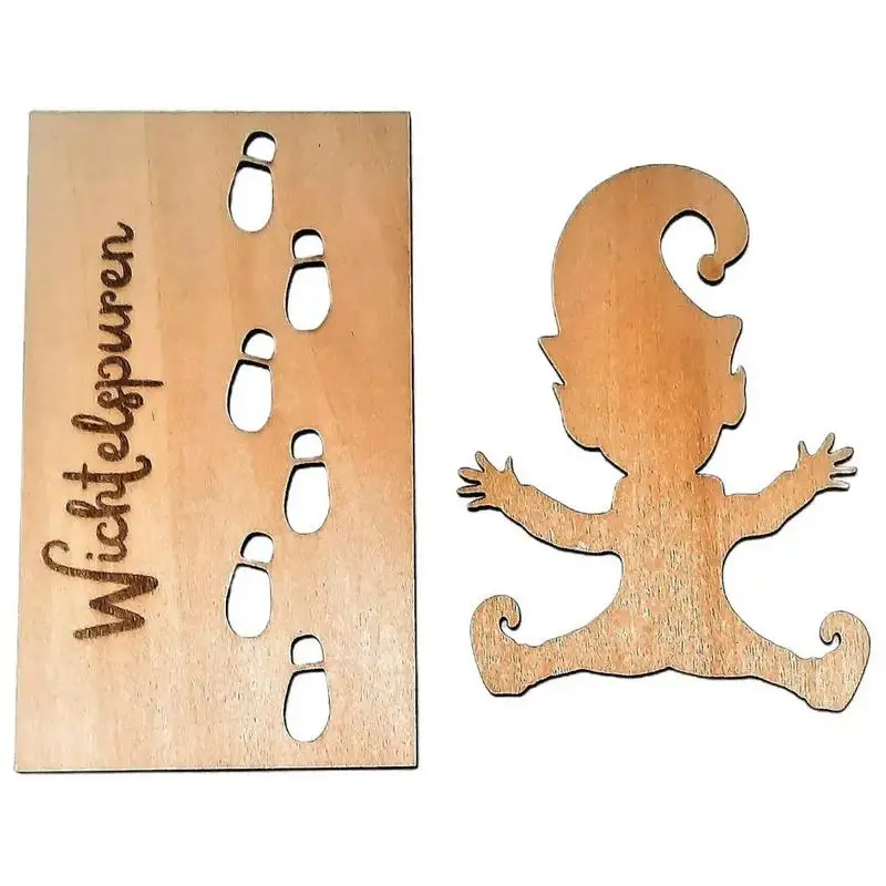 Set 4 Stencil Legno Impronte Gnomi Natale - Decorazioni Fai Da Te Per Finestre E Pareti - Foto 10