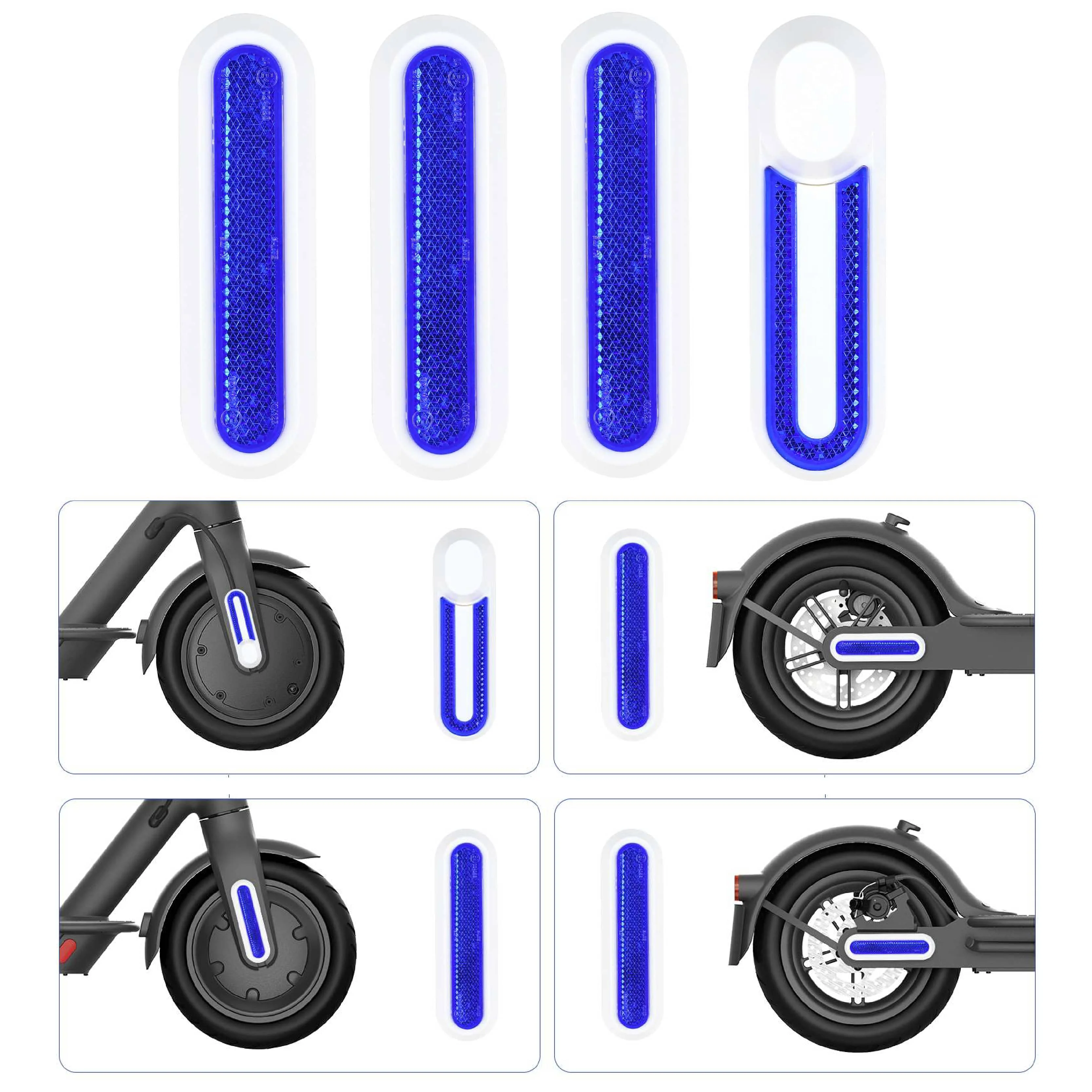 Reflective Protective Cover for Scooter Wheels - Set of 4 Decorative Shell Parts