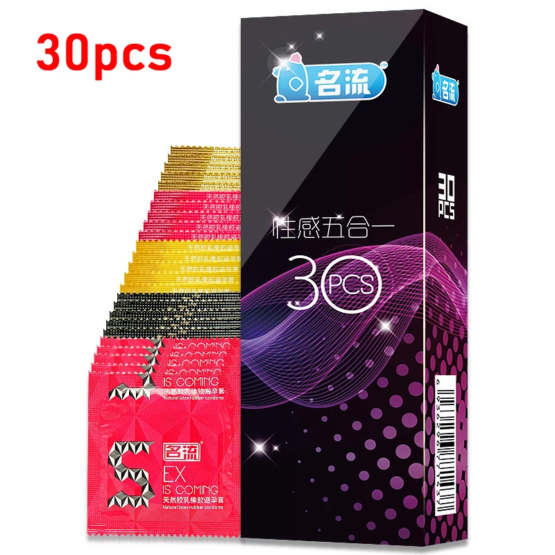 Penis Condoms Men Goods Adults Sleeve Penis Thin Natural Rubber Sex-off Couple Sex Products Ribbed Elasun Condoms Lubrication