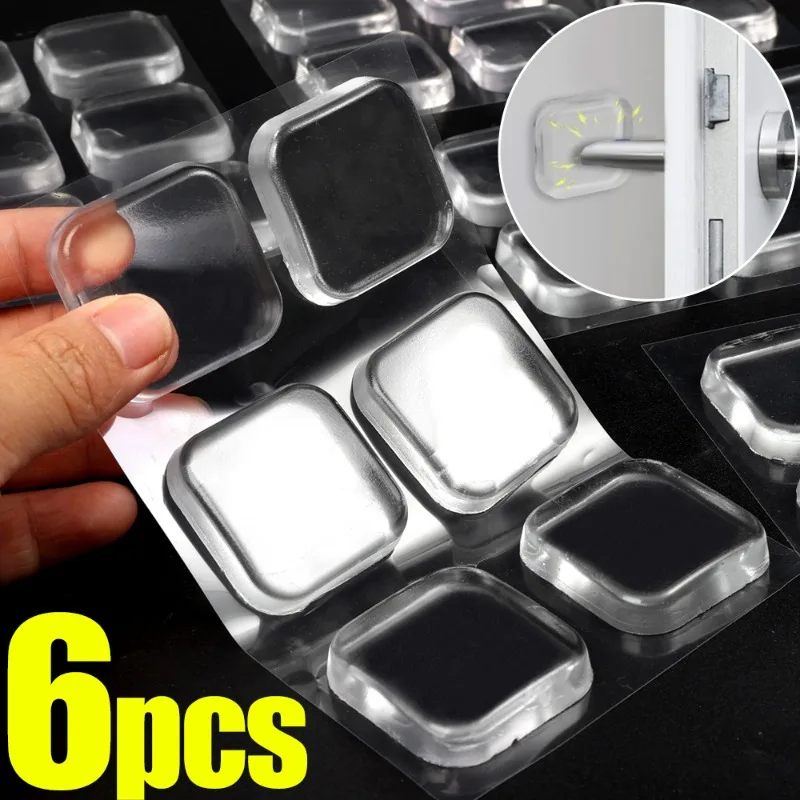 Door Stopper Silicone Anti-collision Pads Transparent Non-slip Mute Porte Pad Self Adhesive Furniture Anti-crash Protector 6pcs