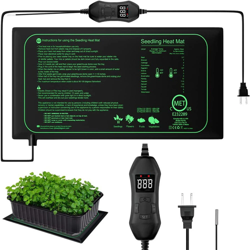 Seedling Heat Mat 1pcs Seedling Heating Mats With Temperature Controller Memory Function Waterproof Heat Pad Carpet For Seed Starting Germination