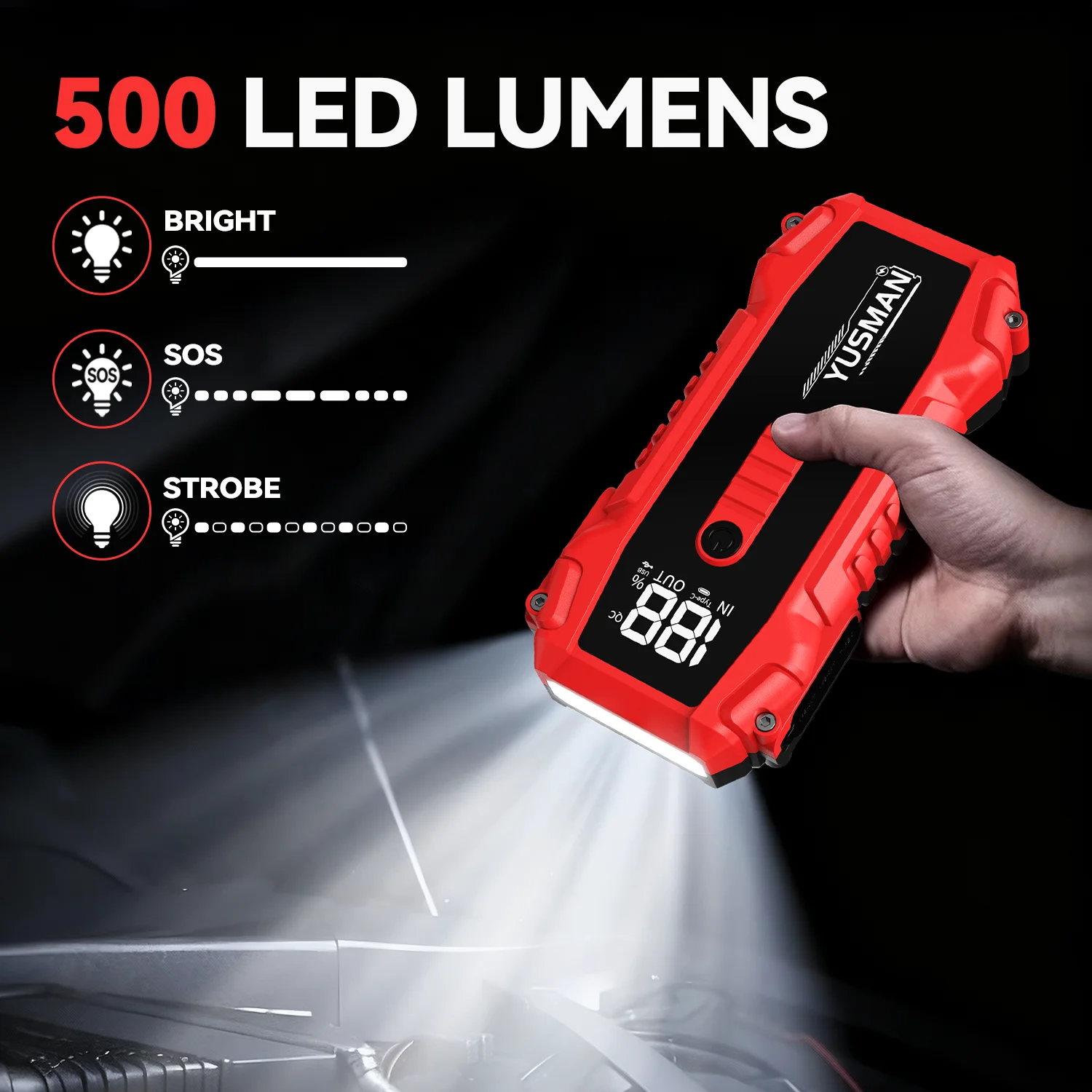Portable Car Jump Starter Power Bank with LED Flashlight