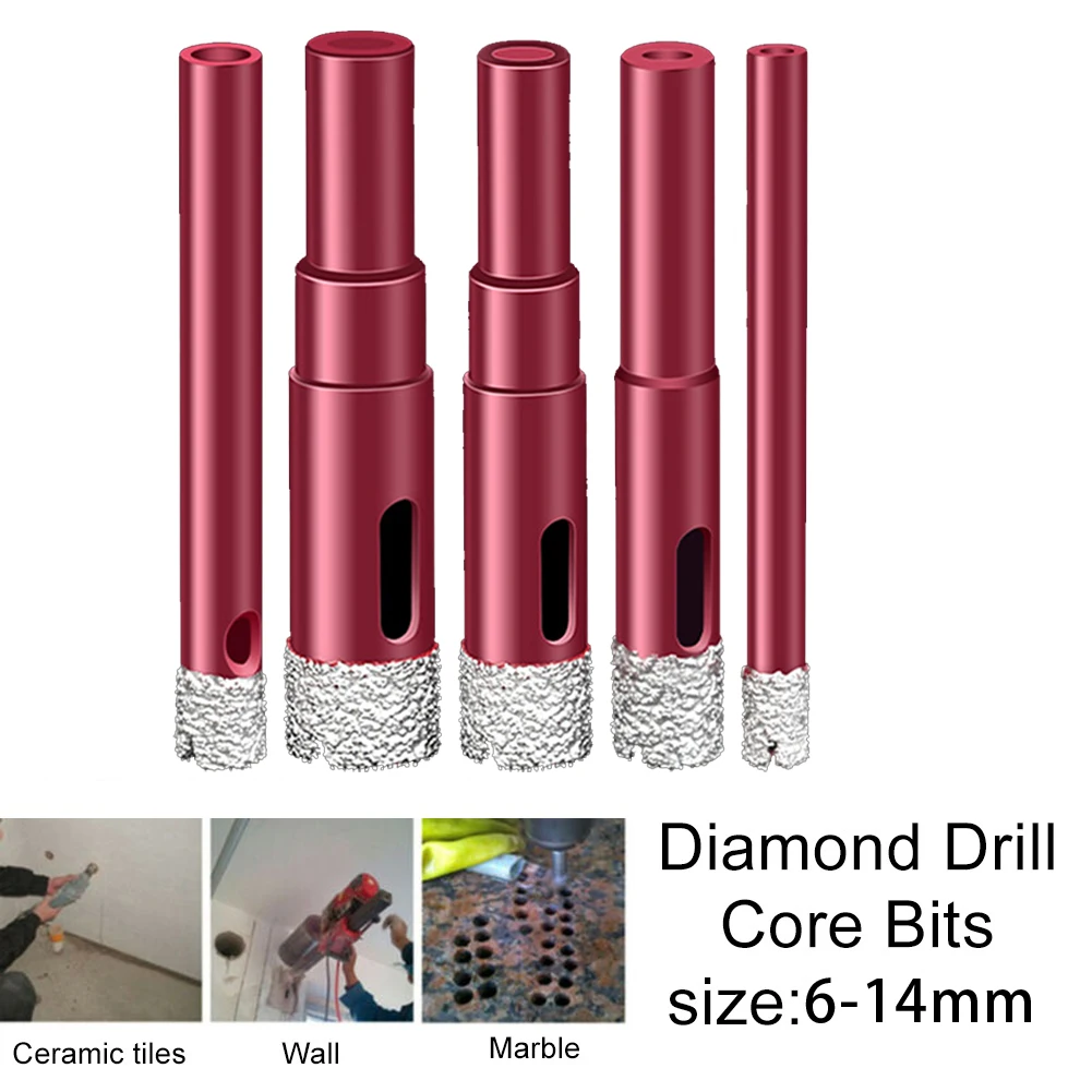 

Diamond Coated Drill Bit Set Tile Marble Glass Ceramic Granite Hole Saw Drilling Bits 6/8/10/12/14mm Angle Grinder Power Tool