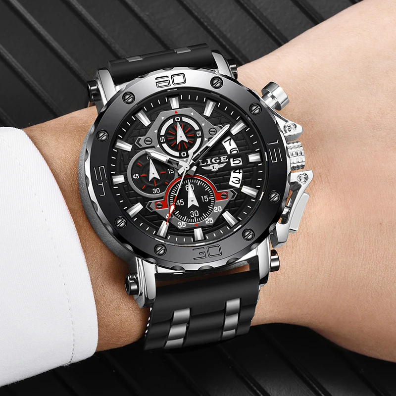 Lige neue Mode Silikon uhr Männer lässig Herren Militär uhr Top Marke Luxus Sport Chronograph Uhr Relogio Masculino