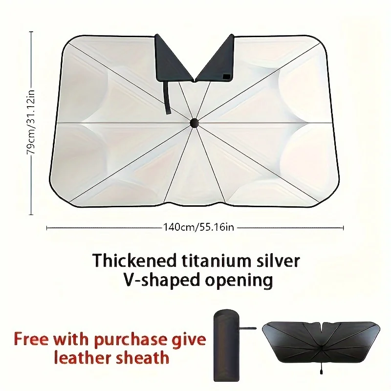 Upgraded Car Sunshade Windshield Rotation Bendable Handle Umbrella Front Window Cover for UV Ray Block & Sun Heat Protection