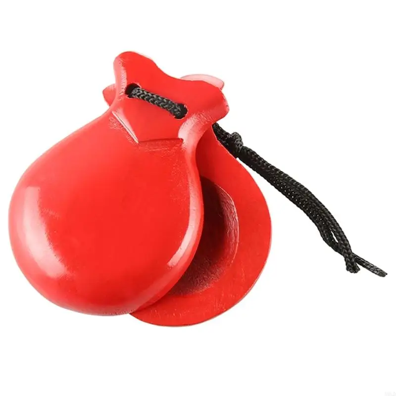 A9LD 2 Pcs Spanish Castanets with String Traditional Flamenco Castanets Easy to Play