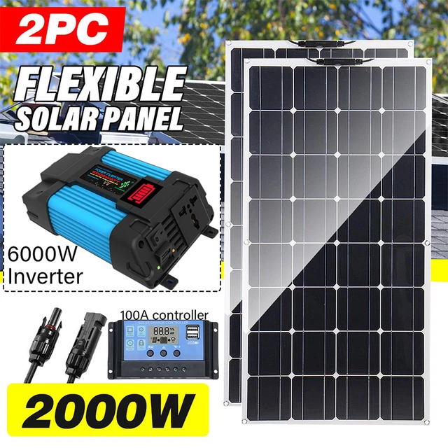 Solar Panel Kit Battery Inverter  4000 Watt Solar System Batteries - 110v/220v  Solar - Aliexpress