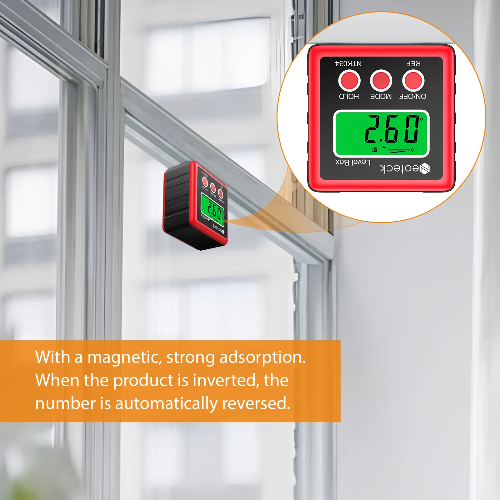 Neoteck Digital Inclinometer 4*90 Degree Magnetic Spirit Level Angle Finder Gauge Level Box Protractor Meter Tilt Measure Tool
