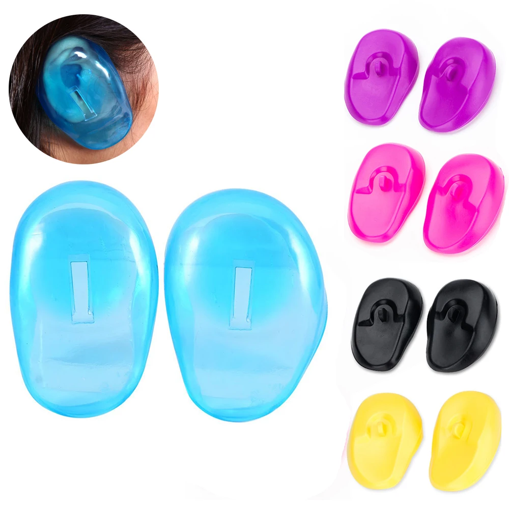 1Pair Reusable Waterproof Ear Protector Cover Caps Salon Hairdressing Dye Shield Protection Shower Cap Tool reusable pvc personality protector sticker protective cover
