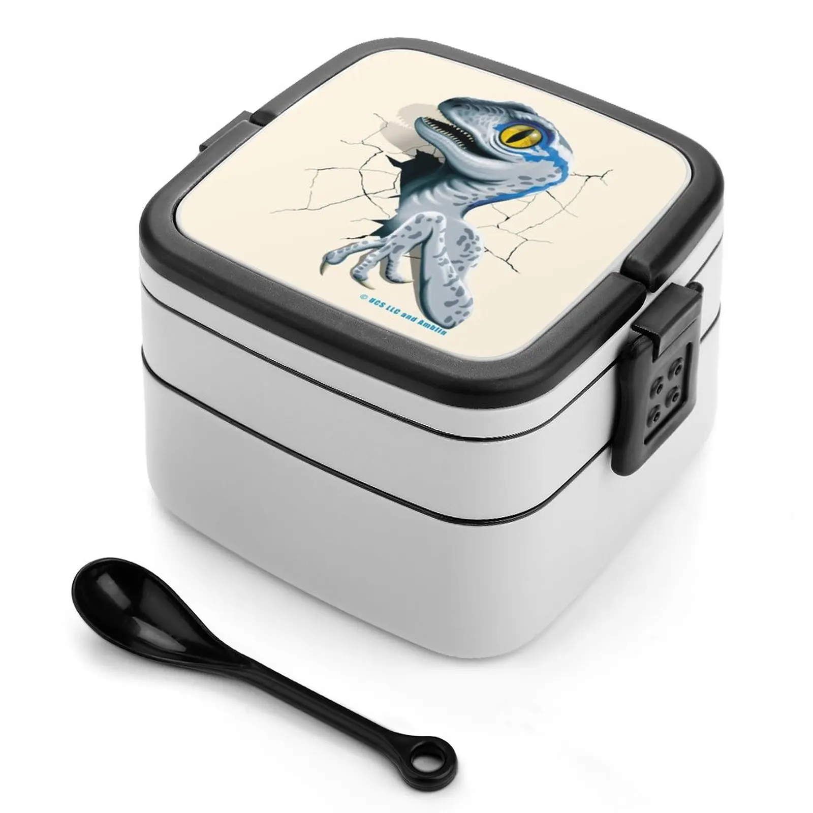 World-Baby Blue Velociraptor Doppio Strato Bento Box Insalata Bento Box Picnic Portatile Bento Box World Baby Velociraptor