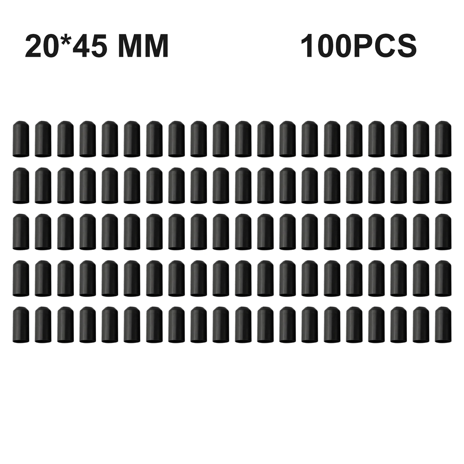 100개 따뜻한 열수축 엔드 캡 20x45mm 일관된 수축 성능과 밀봉 무결성을 위한 열가소성 폴리올레핀 튜브