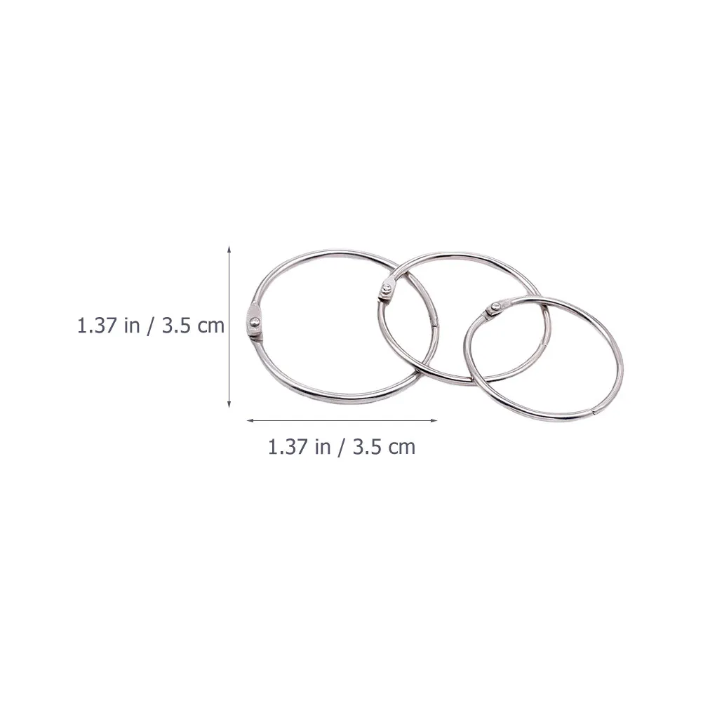 100개 금속 바인더 링 1.5인치 원형 북 링 DIY 캘린더 스크랩북 플래시 카드 루즈리프 정리 바인딩용