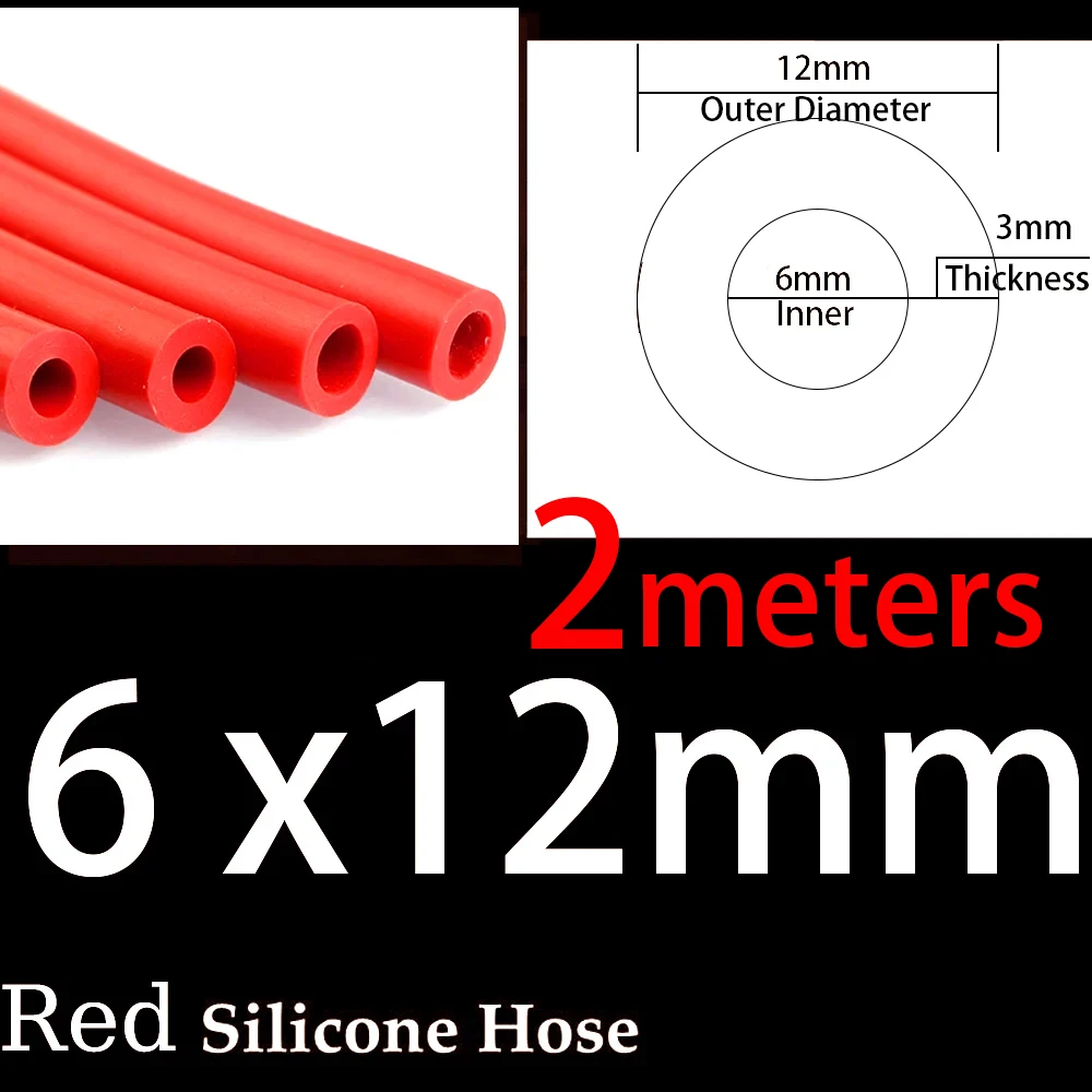 Universal Racing Silicone Vacuum Hose - 6x12mm, Multi-Color, Various Length Options