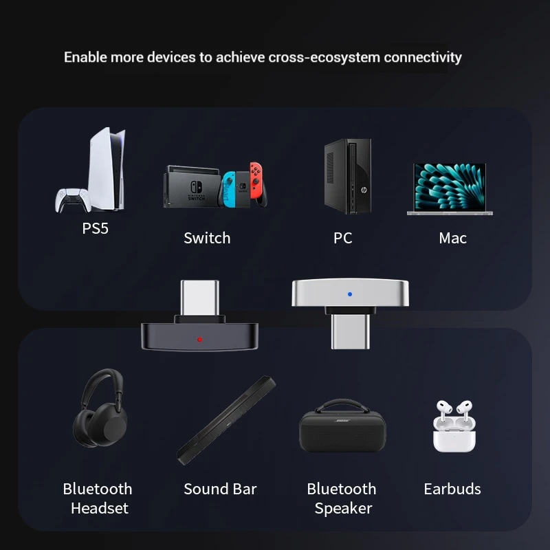 QUESTYLE QCC Dongle Pro Bluetooth Transmitter Support PS5