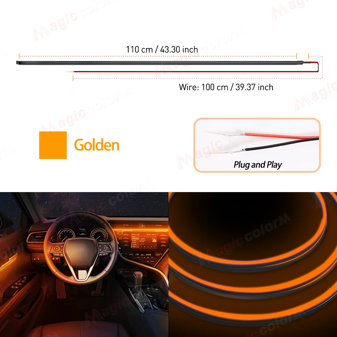 EL ワイヤー車 LED アンビエントライト車内装飾ランプユニバーサル DIY 柔軟な隠しカット可能カラーアクリルストリップ 110 センチメートル
