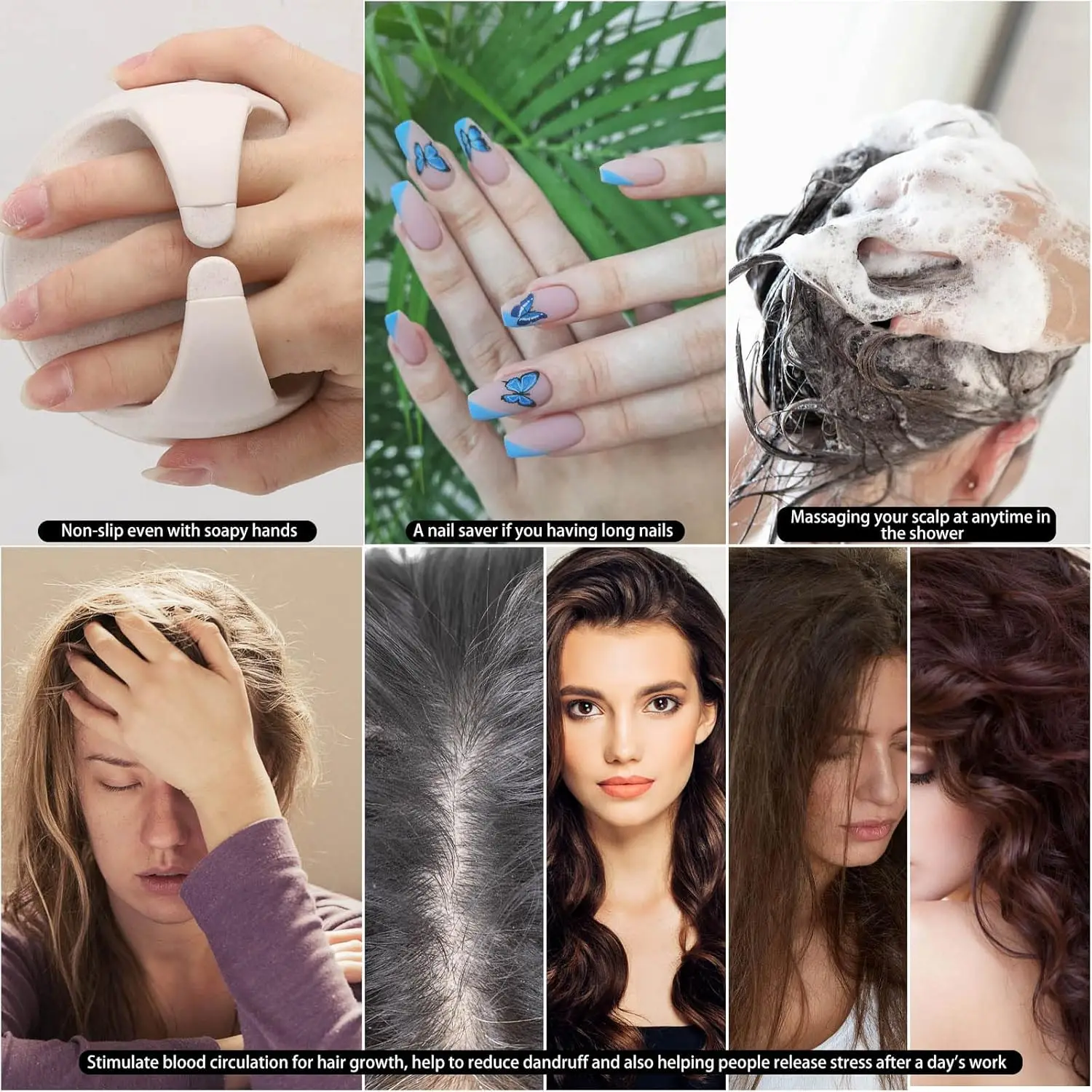 Hair Scalp Massager Shampoo Brush Hair Scrubber Washing Brush Silicone Scalp Exfoliator for Dandruff Removal