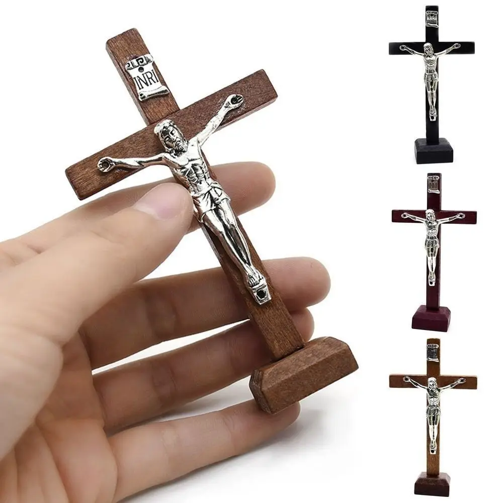 Description Picture 2 of itemVintage Religious Office Wooden Cross Jesus Statue Decoration Christian Desktop Decoration