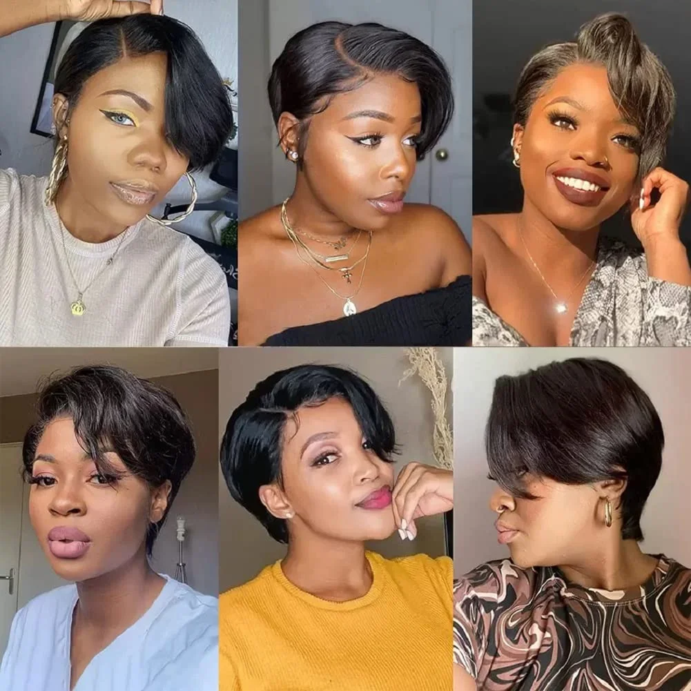 Pixie Cut Wig Lace Human Hair Wigs for Women Transparent Straight Short Bob Wig Lace Pre plucked Brazilia Virgin Human Hair human hair wig lace front wig human hair wigs front lace wig