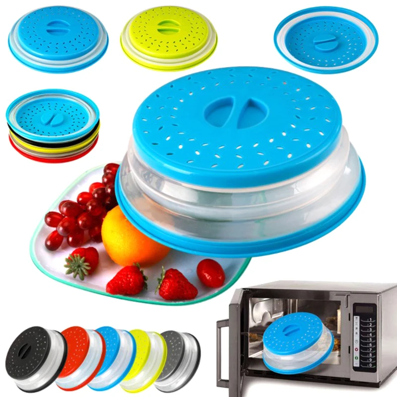 

Microwave Splatter Cover Heating Folding Cover Silicone Fresh-keeping Cover Oil-proof Splash-proof Cover With Hook Cooking Lids