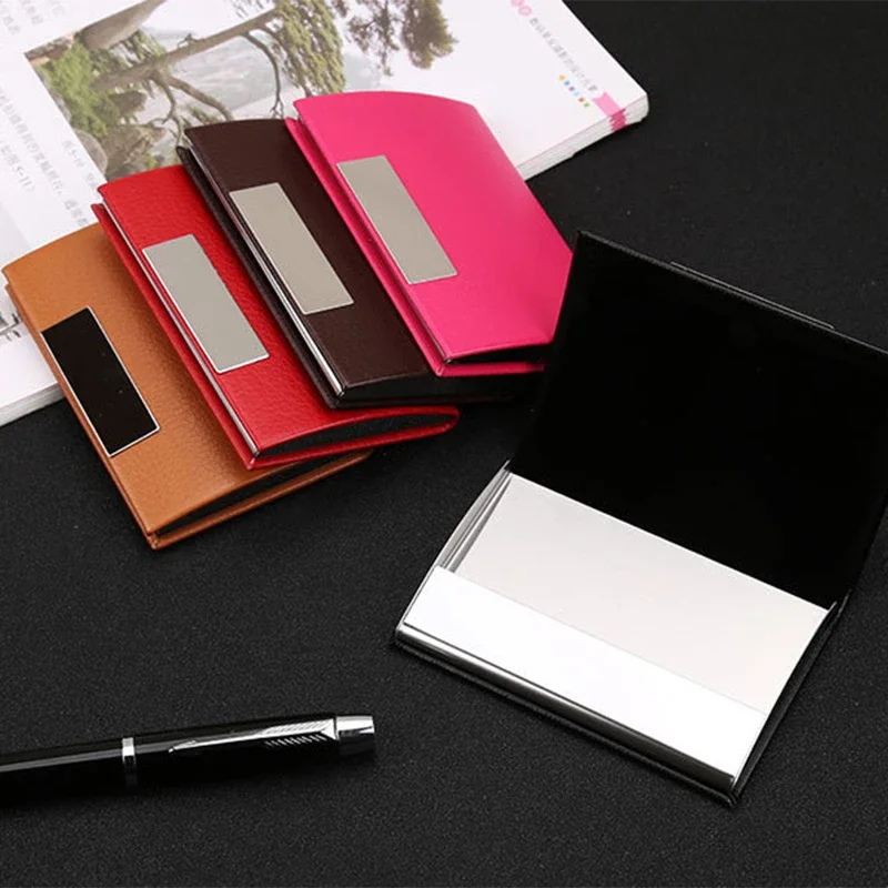 Laser Engraved LOGO Luxury Aluminum PU Men's Credit Card Business Card Holder Pocket Business RFID Wallet Travel Card Holder 5