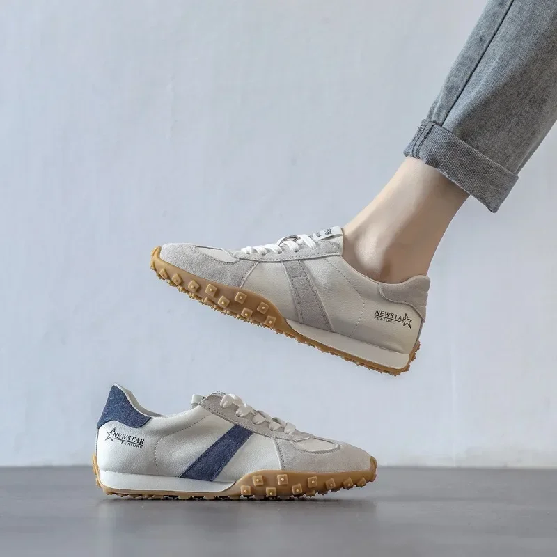 Women Soft Leather Shoes Comfortable Breathable Casual Sneaker 2023 Korean New Lace Up Non-slip Flat Sports Shoes Running Shoes 2