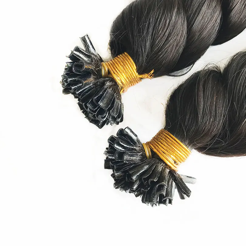 Loose Wave Tip Extensions U Tip Human Hair Pre Bonded Keratin U Nail Remy 100 Strands
