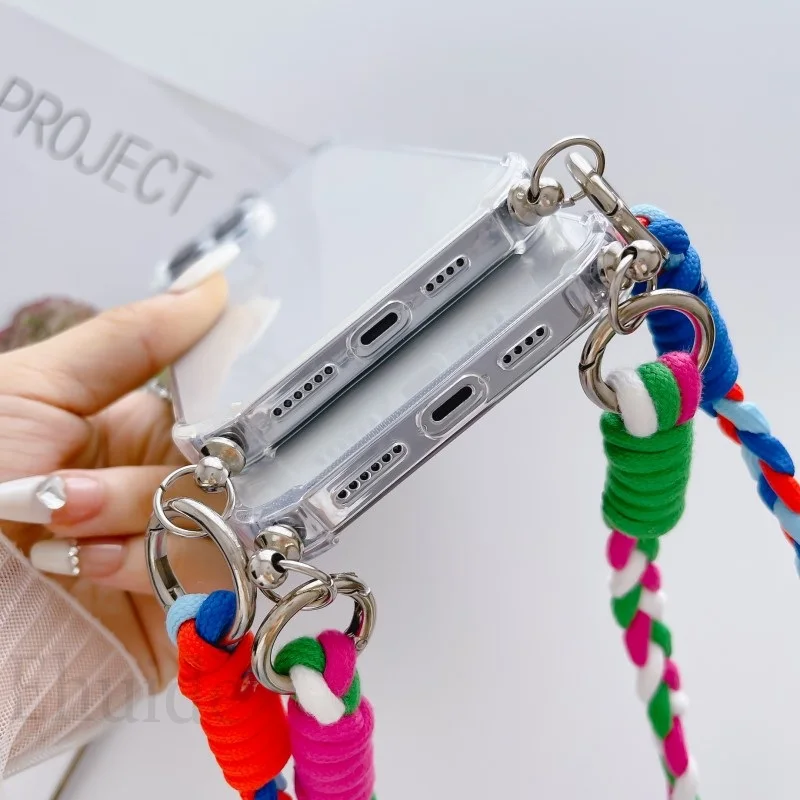 Braid Strap Crossbody Lanyard Transparent Soft Case Cover