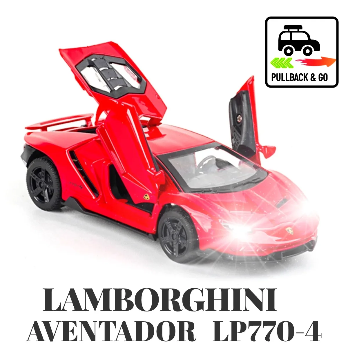

1:32 Lamborghini Aventador LP770-4 Pullback Car Toy with Lights Engine Sound, Diecast Car Model Scale Replica Gift Kid Boy Toy