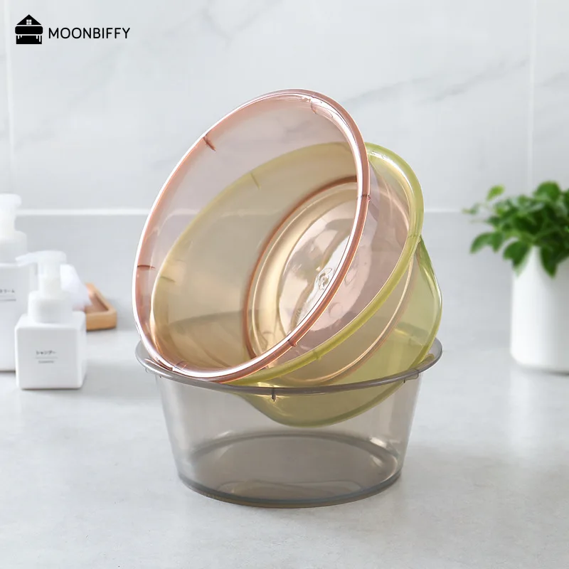 Transparent Wash Basin Bathroom Accessories Large Capacity Home Hand Hair Basin Washing Tools Storage Plastic Cleaning Supplies