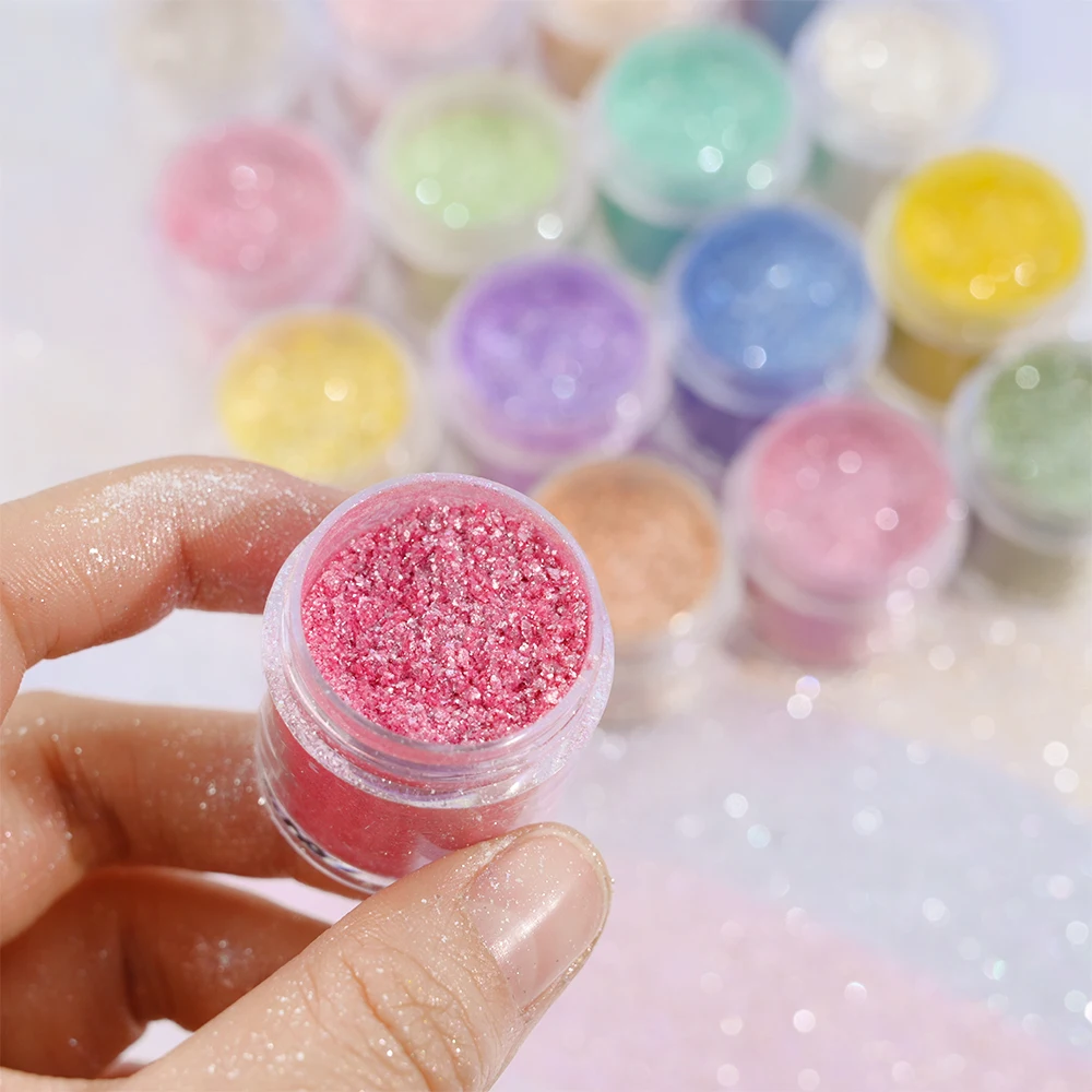Net-5G Pink Opal Nail Flakes Iridescente Glitter Polarized Aurora Neon Chrome Powder Paillettes Per Manicure Sfregamento Polvere Sulle Unghie *
