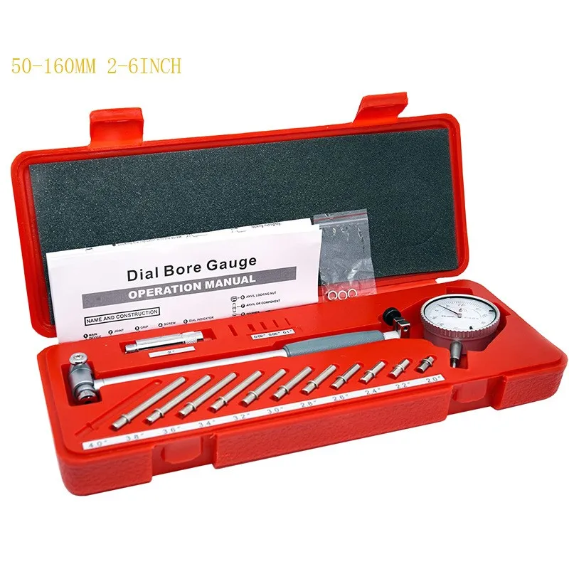 2-6 Inch Bore Gauge 0.001 Inch Deep Engine Hole Cylinder Measurement Gage Cylinder 50-160mm 0.01mm Dial Bore Indicator Gauge dial indicator gauge dial indicator inner diameter gauge