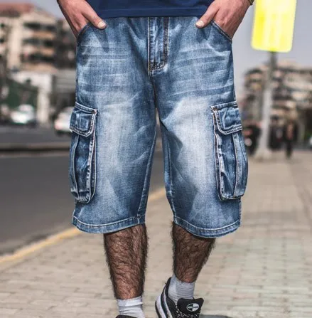 Men Baggy Cargo Jean Shorts Mens Mult Pockets Boardshorts Shorts Overall Loose Shorts Jeans For Men - Casual Shorts - AliExpress
