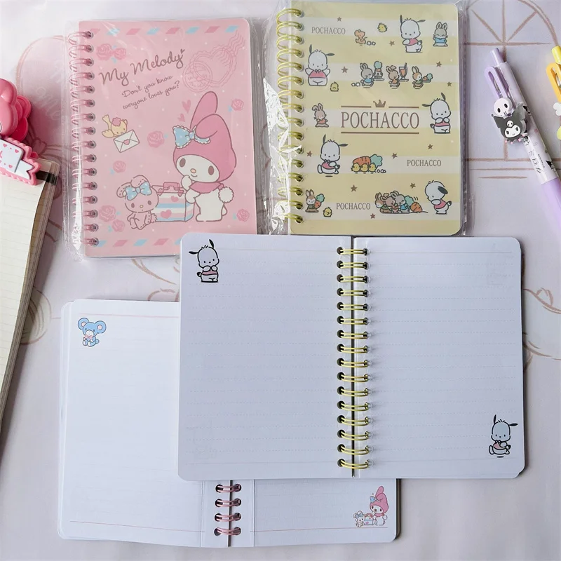 2/8pcs New Sanrio Notebook A6 Kt Cat Melody Cinnamoroll Kuromi Collection  Coil Book Cartoon Cute Horizontal Notebook Wholesale