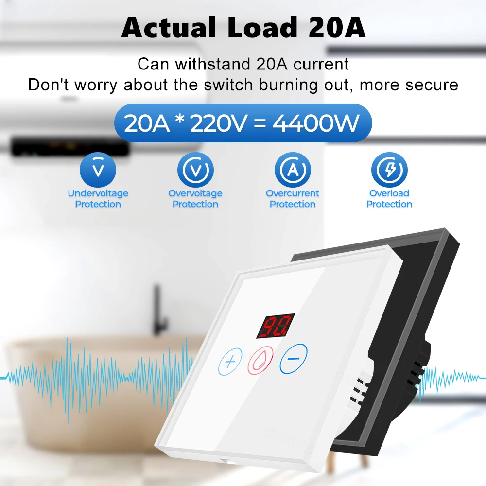 Tuya Smart 4400W 20A Power Monitor With Timer WiFi Boiler Switch Water Heater Air Conditione EU/US Works For Alexa Google Home