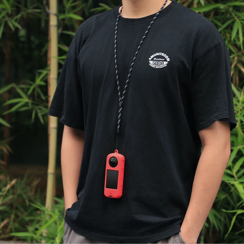 Insta360 X3 용 카메라 실리콘 보호 커버 렌즈 캡 케이스, 스크래치 방지 범프 스크래치 방지 목 끈