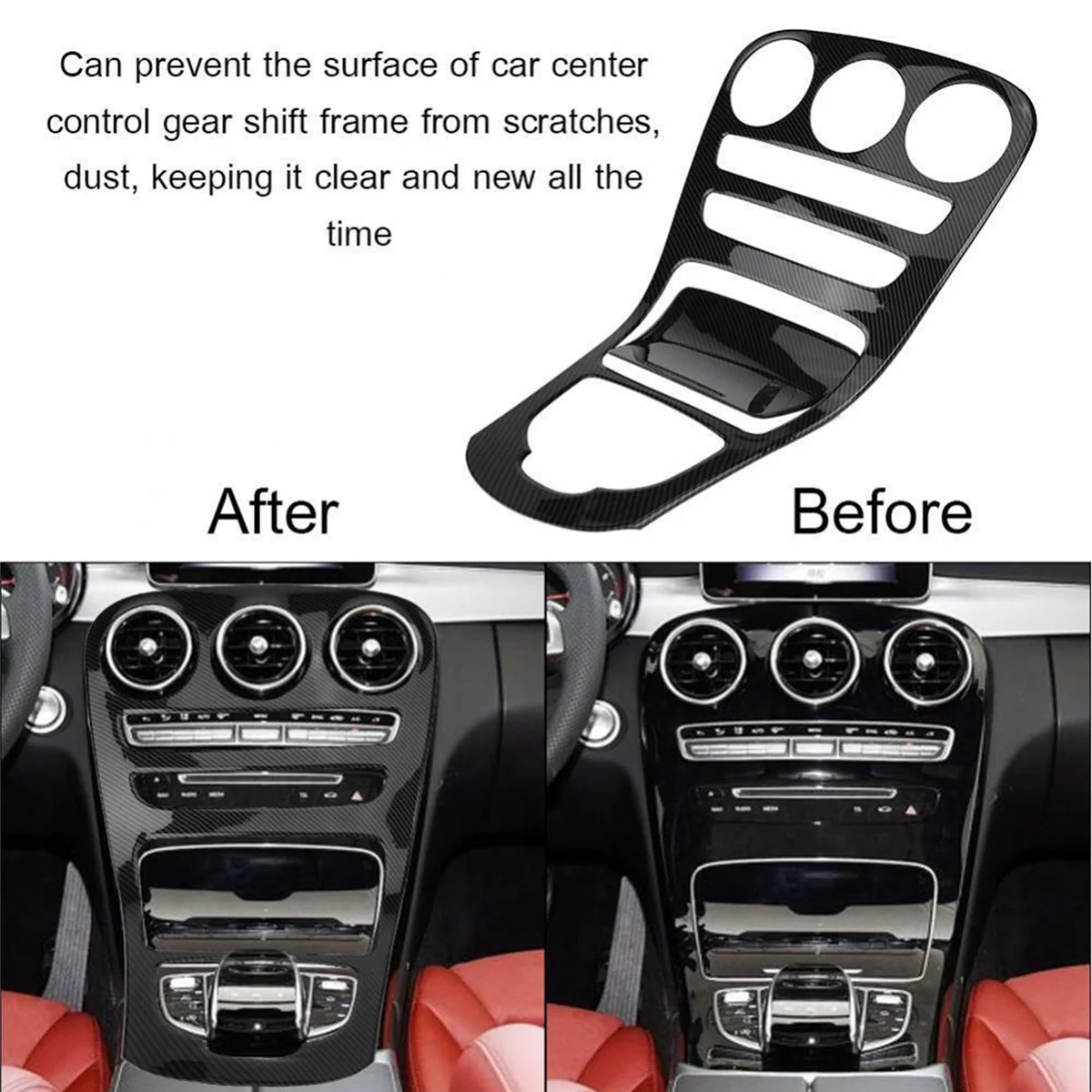 

Abs Center Console Panel Decoration Cover Trim 2Pcs For C Class W205/Glc X253 Carbon Fiber Color