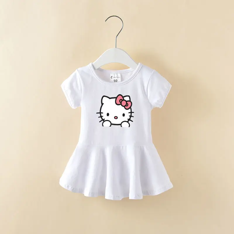 thumbnail image 1 of Nuevos vestidos Kawaii Sanrio Y2K de algodón para niños, Vestido corto de dibujos animados de Hello Kitty, Vestido de manga corta de verano, bonito abrigo para niños, regalo de Chica de Anime, 1 of 5