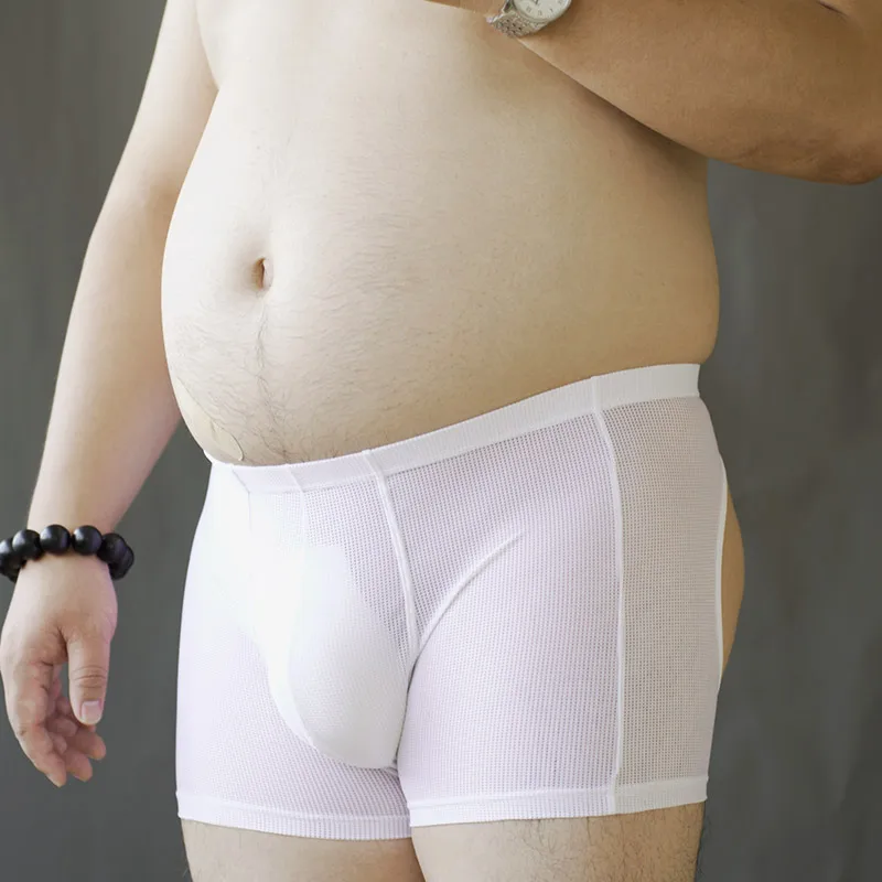 

Men's breathable U-Bulge briefs sexy lingerie Chubby large sizeshorts Underwear See-through Fashion new Underpants