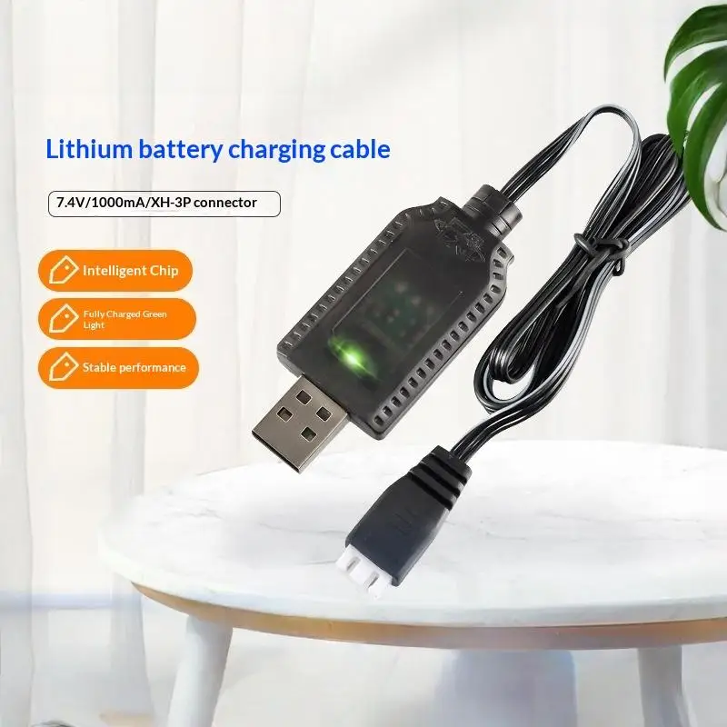 7.4V USB 리튬 배터리 충전기 케이블 XH-3P 스마트 충전식 리튬 이온 배터리 충전기 장난감 원격 제어 충전 어댑터