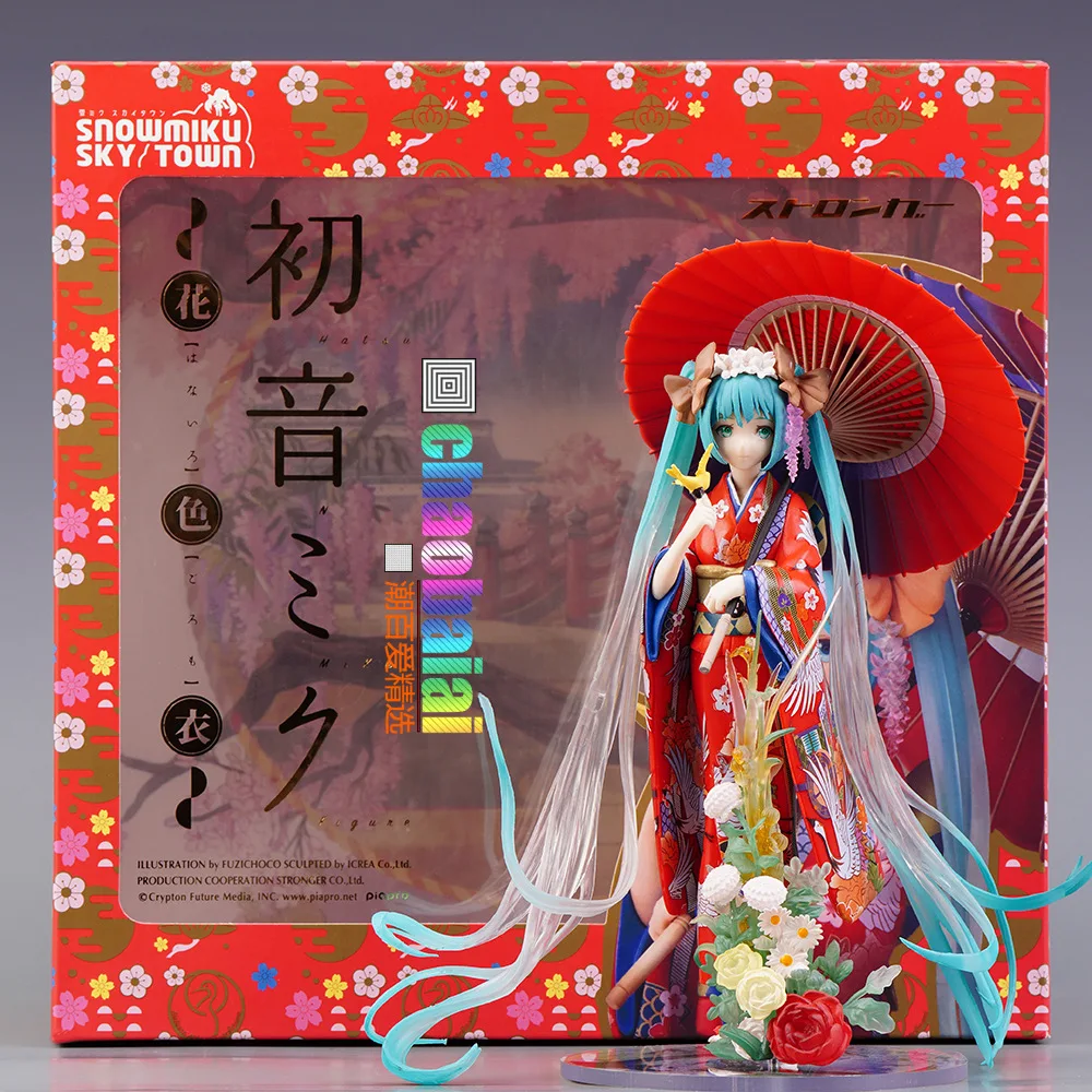 Figura Miku De 23 Cm Con Kimono Rojo – Estatua De PVC Hecha A Mano, Perfecta Para Coleccionar Y Decorar