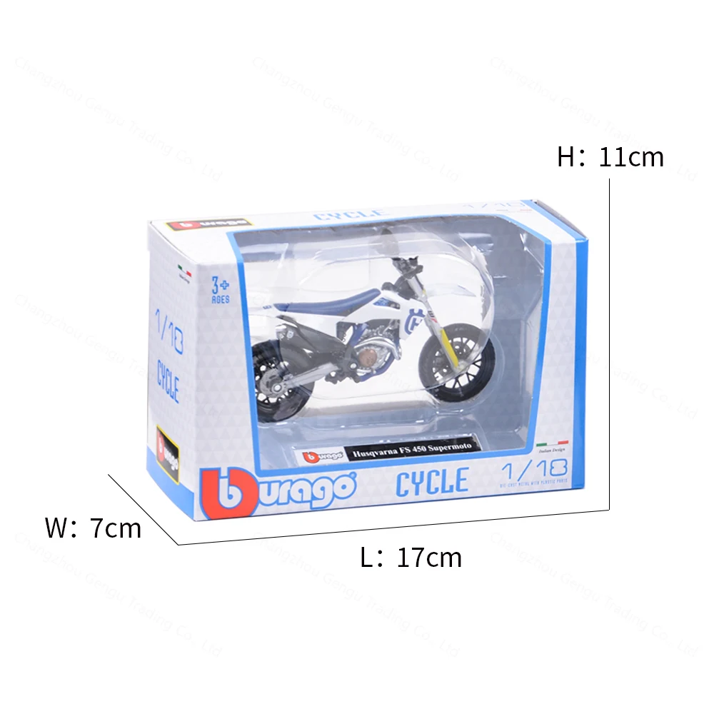 Bburago 1:18 Husqvarna FS 450 Supermoto Static Die Cast Vehicles Collectible Hobbies Motorcycle Model Toys 3