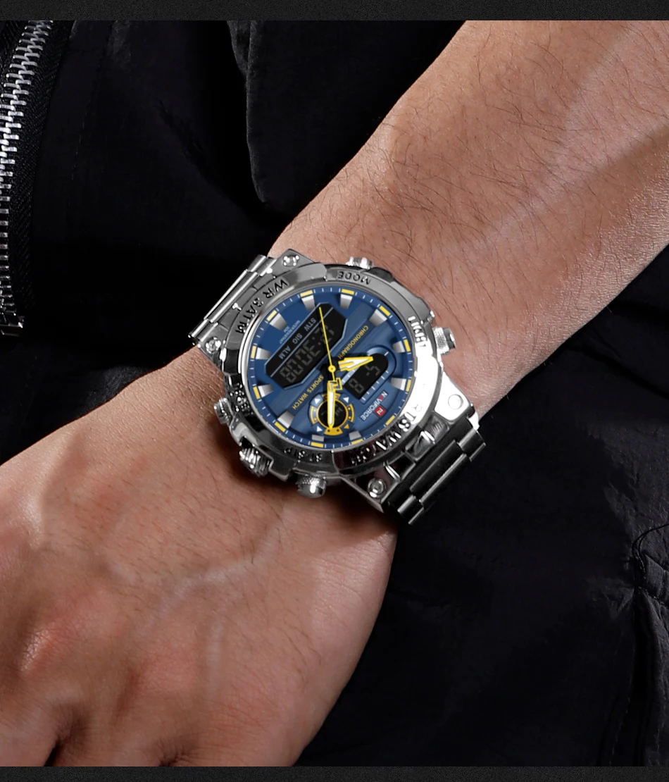 Digital Quartz Watch Men Waterproof Luminous Date Chronograph_voghion.com