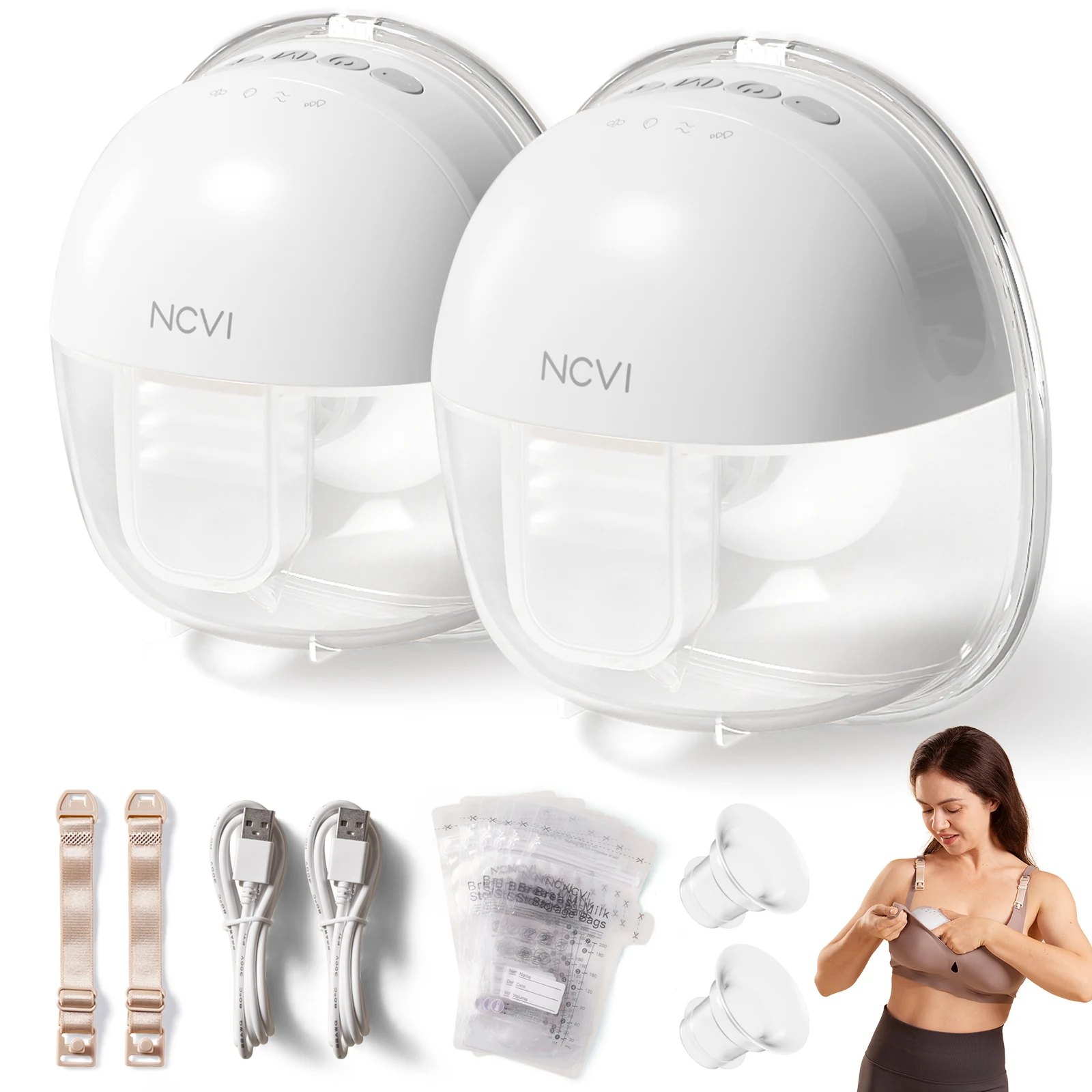 NCVI Double Wearable Electric Breast Pump Portable Pump with 4 Modes & 9 Levels Hands Free Breast Pump Ultra Silent 2 Pack electric breast pump