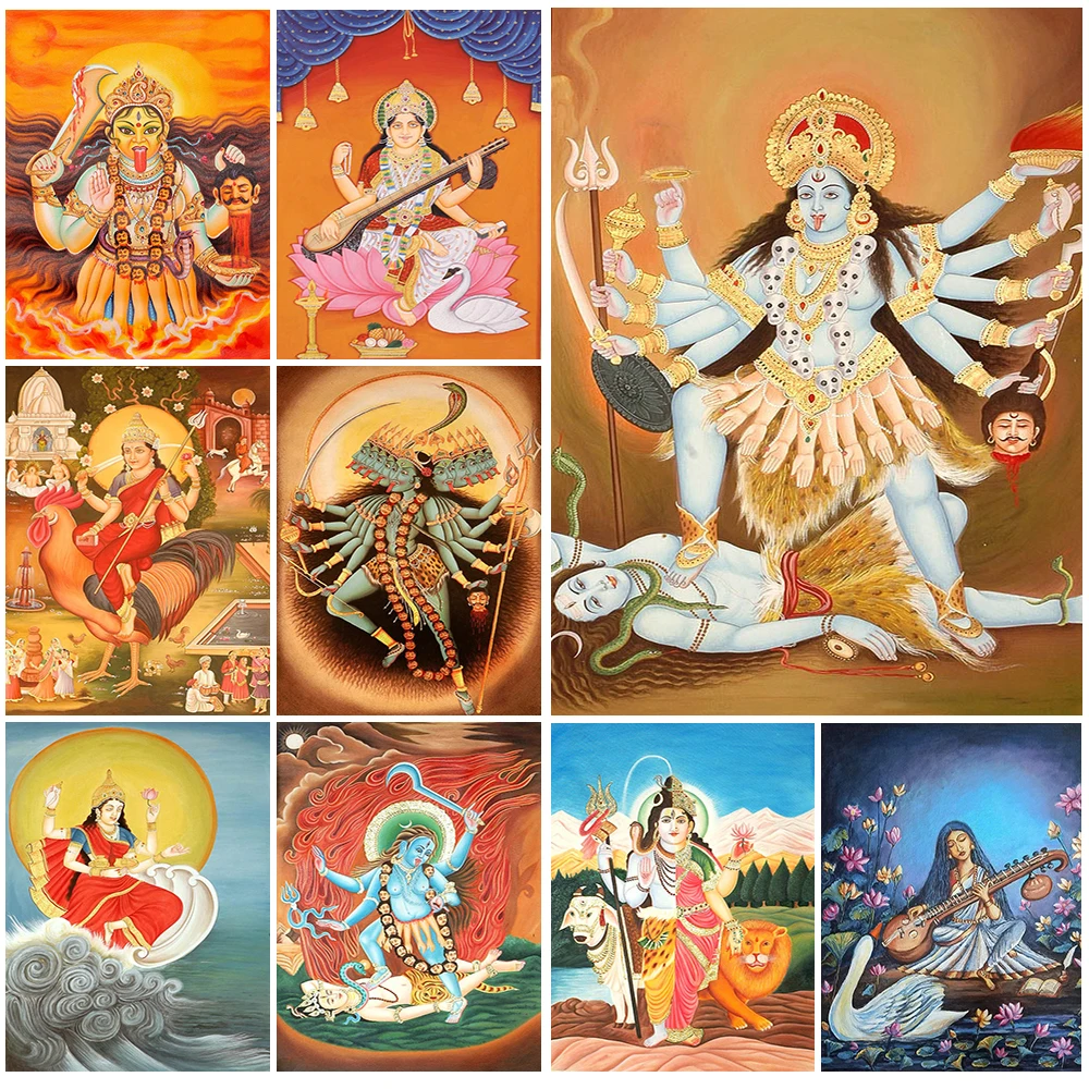 

Durga Kali Shiva's Spouse Indian Religion Poster Wall Pictures For Living Room Wall Art Canvas Painting Home Decor Unframed