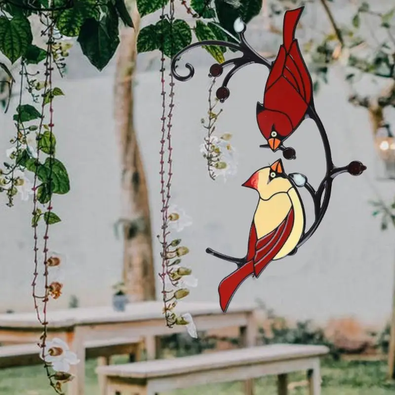 G5AB 1 Pair Personality Red Bird Shaped Pendant for Home Window Hangings